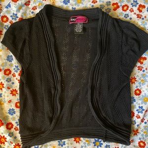 Say what? Black pointe short sleeve cardigan
